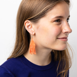 Lexie Solid Beaded Fringe Earrings Coral Wholesale