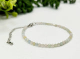 Morganite Bracelet Faceted 3MM w/Silver Color Clasp