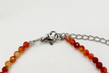 Banded Carnelian Bracelet Faceted 3MM w/Silver Color Clasp,
