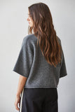 W2486 | Knit Sweater Quarter Sleeve Button Up Cardigan Top