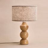 Oliver Light Brown Wooden Lamp | Linen Mix Shade & Elegant Design