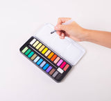 Watercolor paint set with water brush