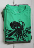 Men's Organic Octopus T-shirt - Black Ink on Bright Green