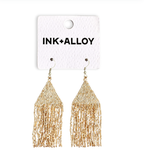 Lexie Solid Beaded Fringe Earrings Gold Wholesale