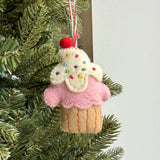 Cupcake Felt Wool Christmas Ornament