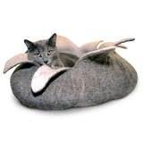 Natural Petal Wool Pet Basket Grey