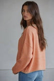 Taupe Ecru Orange Trim Sweater Crew Neck Cardigan
