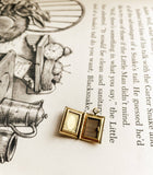 Tiny Brass Story Book Locket Necklace: Muted Gold
