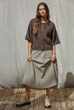 W2486 | Knit Sweater Quarter Sleeve Button Up Cardigan Top
