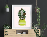 Lime Green Planter - potted plant art print