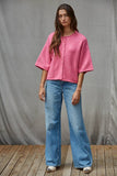 W2486 | Knit Sweater Quarter Sleeve Button Up Cardigan Top