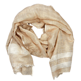 Pure Linen with Fresh Stripes Lightweight Scarf for Women