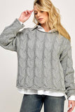 GREY CHUNKY WEAVE SWEATER