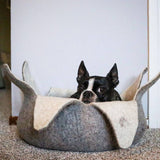 Natural Petal Wool Pet Basket Grey