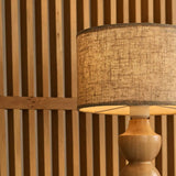 Oliver Light Brown Wooden Lamp | Linen Mix Shade & Elegant Design