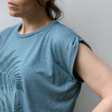 Forest Fern Leaves Women's Rolled Cuff Muscle Tee Deep Teal