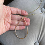 Gold Organic Hammered Hoop Pendant Necklace Chain