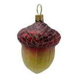 Glittery Acorn Polish Glass Christmas Tree Ornament Set of 2