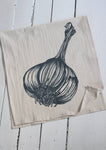 Organic Cotton Garlic Tea Towel - Black - Gardeners Towel