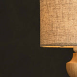 Oliver Light Brown Wooden Lamp | Linen Mix Shade & Elegant Design