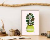 Lime Green Planter - potted plant art print
