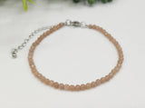 Sunstone Bracelet Faceted 3MM w/Silver Color Clasp