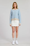 Blue Grey Stripe Sweater flat white