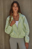 Lime Cream Nylon Zip Up Windbreaker