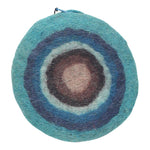 Circles Felt Coin Purse turquoise and brown