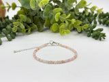 Pink Opal Bracelet Faceted 3MM w/Silver Color Clasp