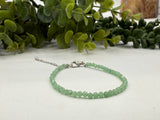 Green Angelite Bracelet Faceted 3MM w/Silver Color Clasp