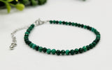 Malachite Bracelet Faceted 3MM w/Silver Color Clasp