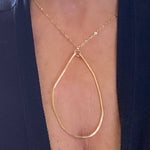 Gold Organic Hammered Hoop Pendant Necklace Chain