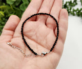 Black Spinel Bracelet Faceted 3MM w/Silver Color Clasp