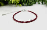 Garnet Bracelet Faceted 3MM w/Silver Color Clasp