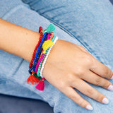 Patsy Solid Crystal Stretch Bracelet With Tassel Turquoise Wholesale