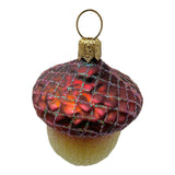 Glittery Acorn Polish Glass Christmas Tree Ornament Set of 2