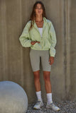 Lime Cream Nylon Zip Up Windbreaker