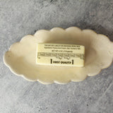 Butter Dish, Snack Plate, Pine Cone Texture, Scalloped Edge
