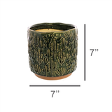 Cactus Motif Cachepot, Ceramic - Lrg - Green