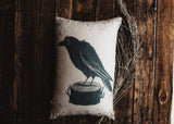Primitive Black Crow Lumbar Pillow Cover | 18x12 Halloween Décor | Fall Decor | Room Decor | Decorative Pillow | Gift for her | Sofa Pillows