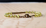 Natural Peridot Beads And Bronze Bar Bracelet