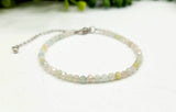 Morganite Bracelet Faceted 3MM w/Silver Color Clasp