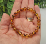 Amber 8mm Stretchable Bracelet-7.5"Long-100% Natural