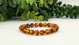 Amber 8mm Stretchable Bracelet-7.5"Long-100% Natural