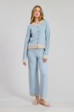 Blue Grey Stripe Sweater flat white