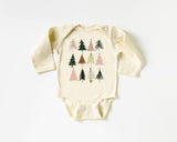Christmas Boho Christmas Trees Natural Color Baby Bodysuit