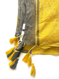 Del Sol Tassel Cotton Scarf Mustard Grey