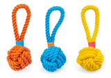 ThoozyPet Ball Tug Rope Dog Toy with Handle Orange 3"
