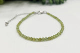 Peridot Bracelet Faceted 3MM w/Silver Color Clasp